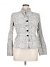 Armani Collezioni 100% Polyester Tweed Gray Ivory Jacket Size 14 - photo 1