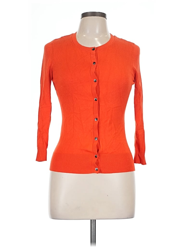 Pre-owned Halogen Cardigan Sweater In Orange