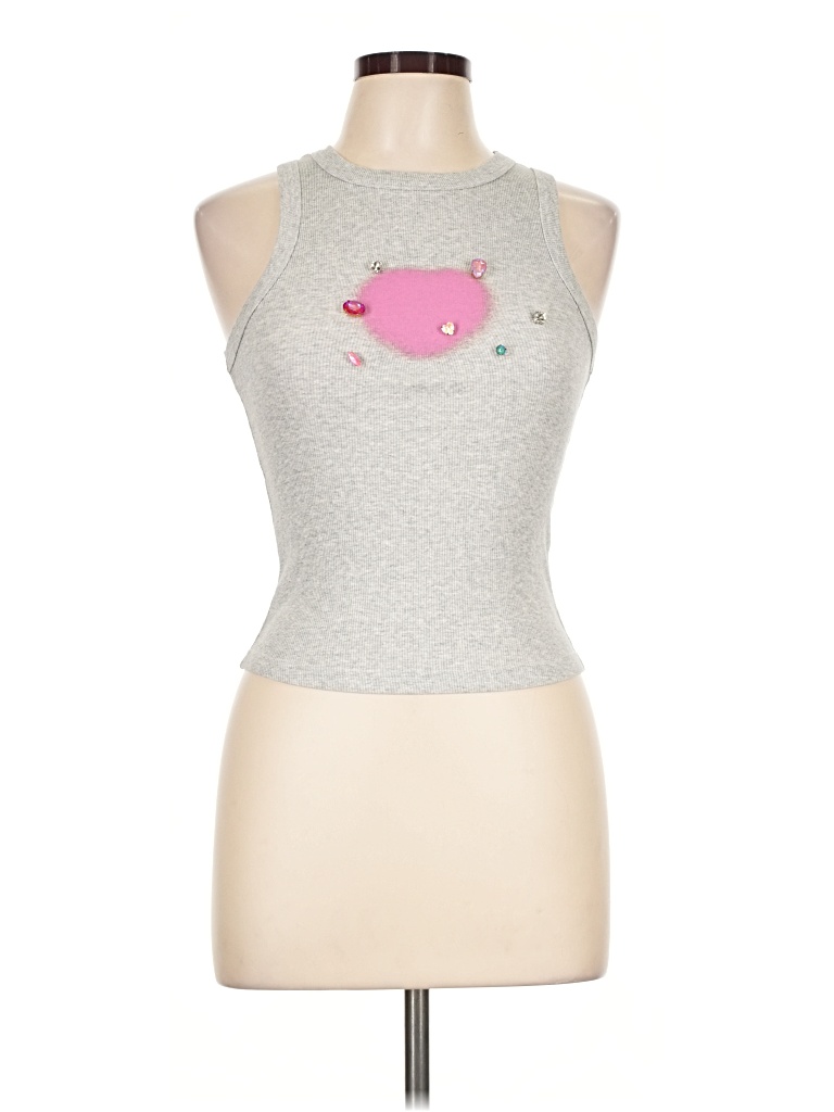 Pre-owned Assorted Brands Tank Top Gray Halter Neckline Tops