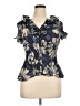 Sunny Leigh 100% Polyester Floral Blue Short Sleeve Blouse Size XL - photo 1