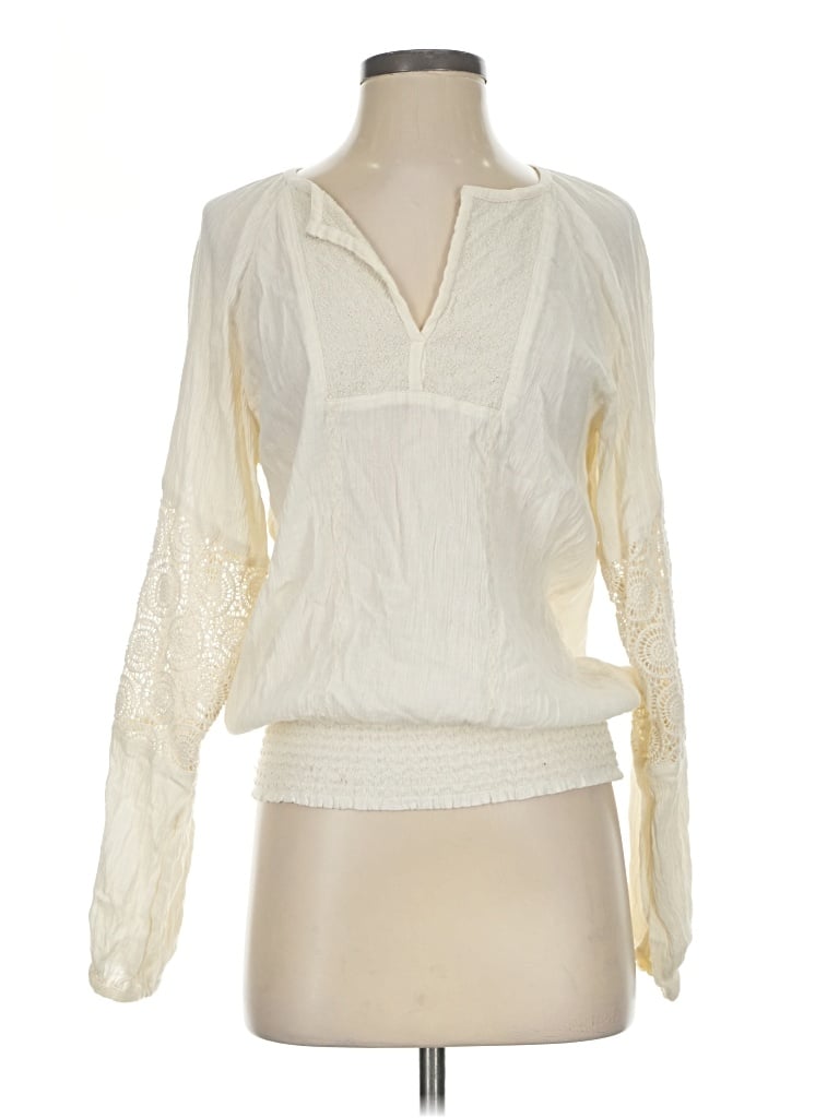 Pre-owned Polo Ralph Lauren Long Sleeve Blouse In Ivory