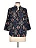 Time to Bloom 100% Polyester Argyle Blue 3/4 Sleeve Blouse Size L - photo 1