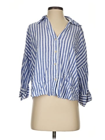 Zara 3/4 Sleeve Button-Down Shirt (view 1)