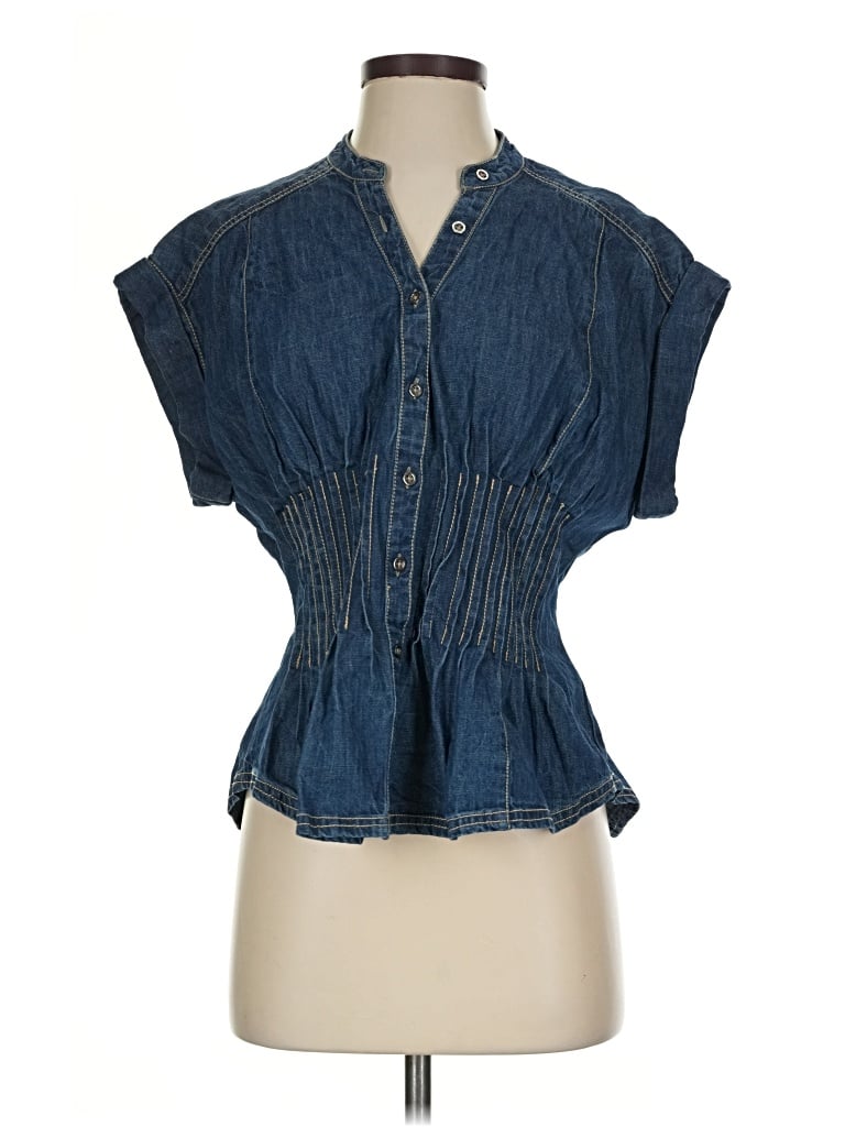 Pre-owned Pilcro Short Sleeve Blouse In Blue