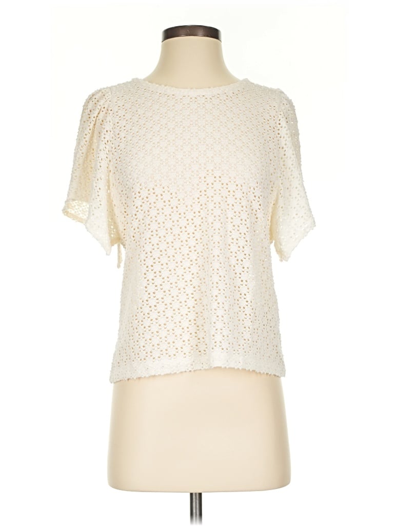 Pre-owned Texture & Thread Madewell Short Sleeve Blouse In Ivory