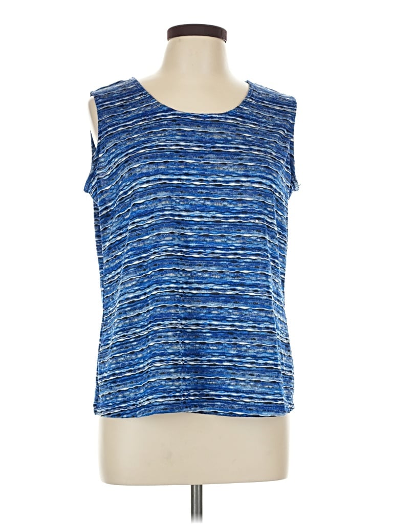 Pre-owned Allison Daley Sleeveless Top Blue Scoop Neck Tops