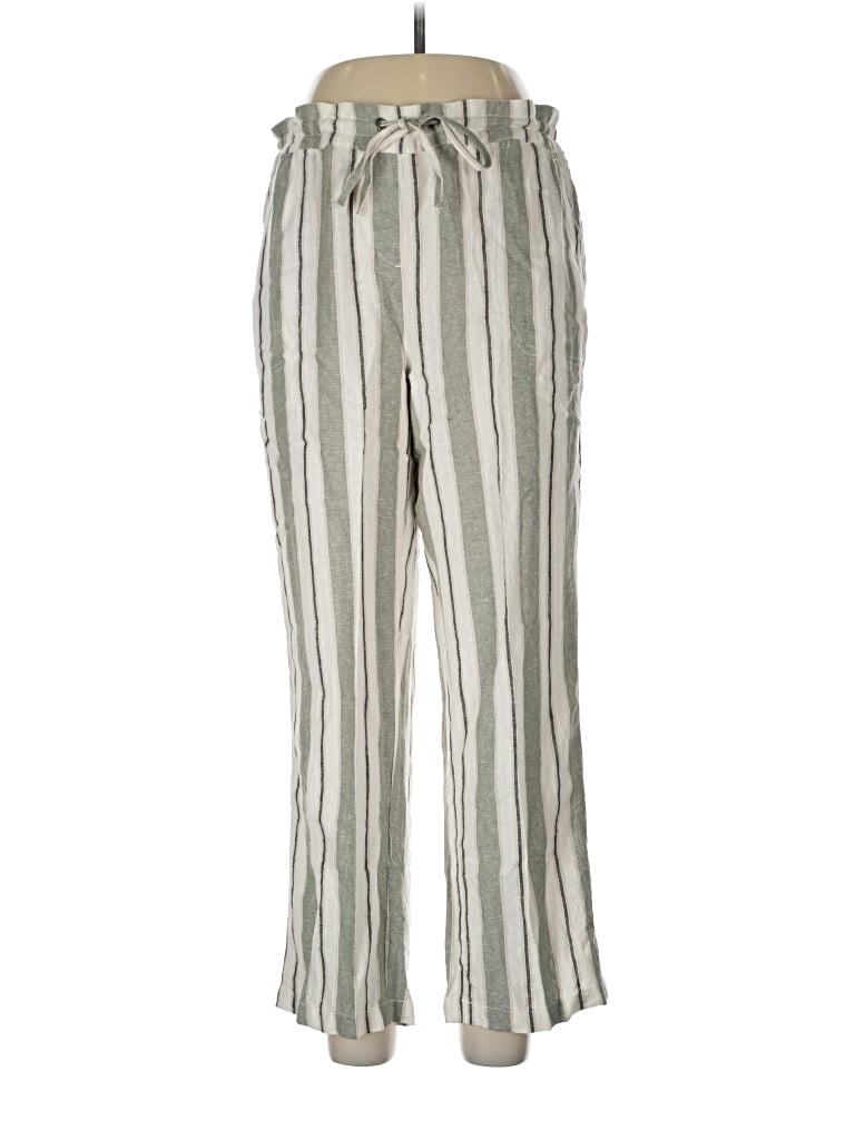 Pre-owned Per Se Linen Pants In Silver