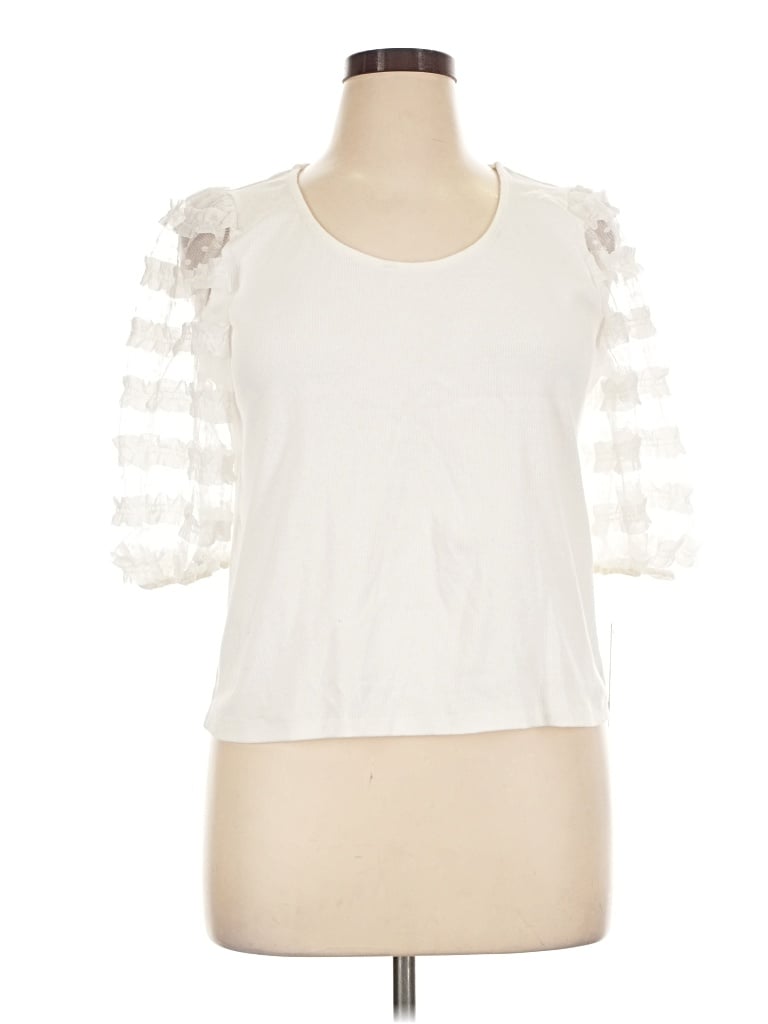 Pre-owned Single Thread 3/4 Sleeve Top Ivory Sweetheart Neckline Tops