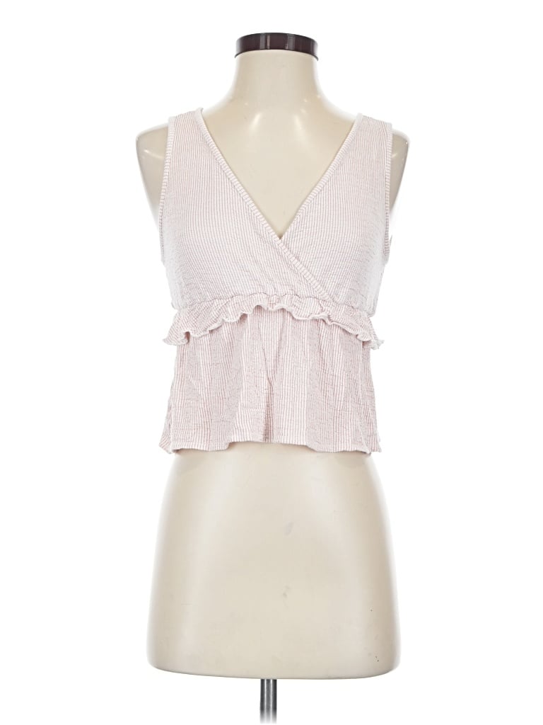 Pre-owned Caution To The Wind Tank Top Pink Plunge Neckline Tops