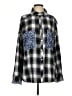Pol Checkered-gingham Silver Long Sleeve Button-Down Shirt Size S - photo 1