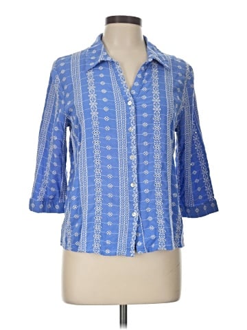 Ultra Pink 3/4 Sleeve Button-Down Shirt (view 1)