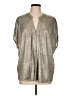 Bishop + Young Metallic Silver Short Sleeve Blouse Size L - photo 1