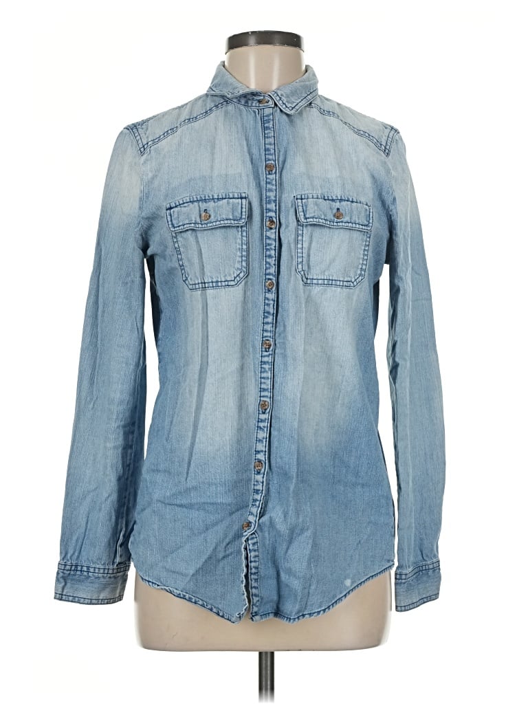 Pre-owned Rubbish Long Sleeve Button Down Shirt In Blue