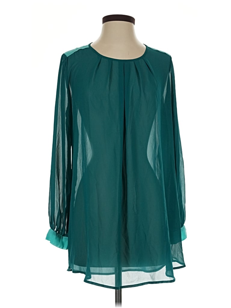 Pre-owned H&m Long Sleeve Blouse In Teal