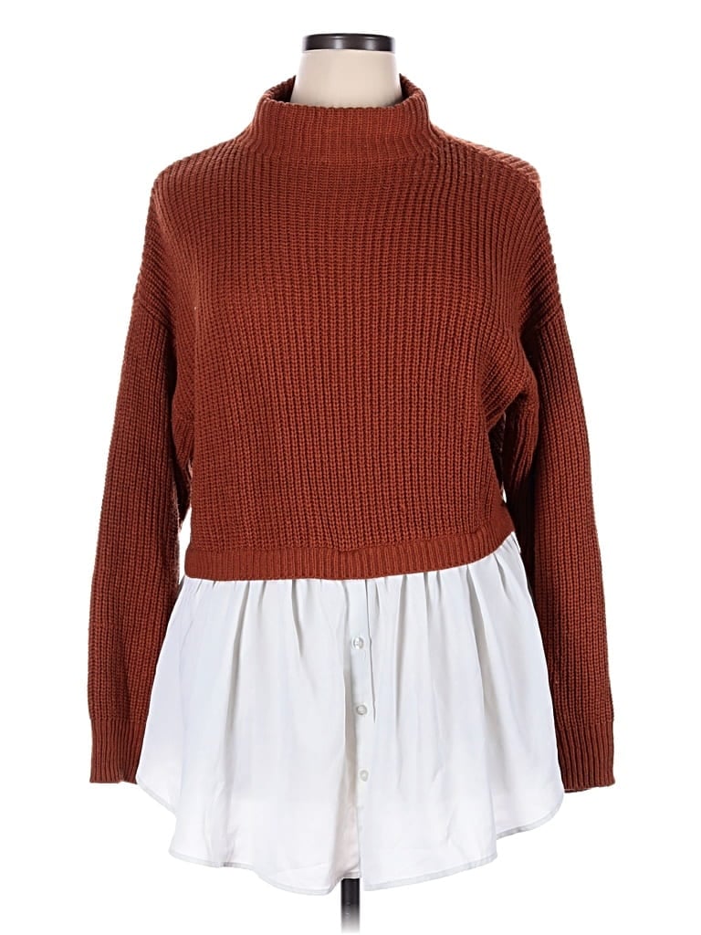 Pre-owned Eloquii Turtleneck Sweater In Brown