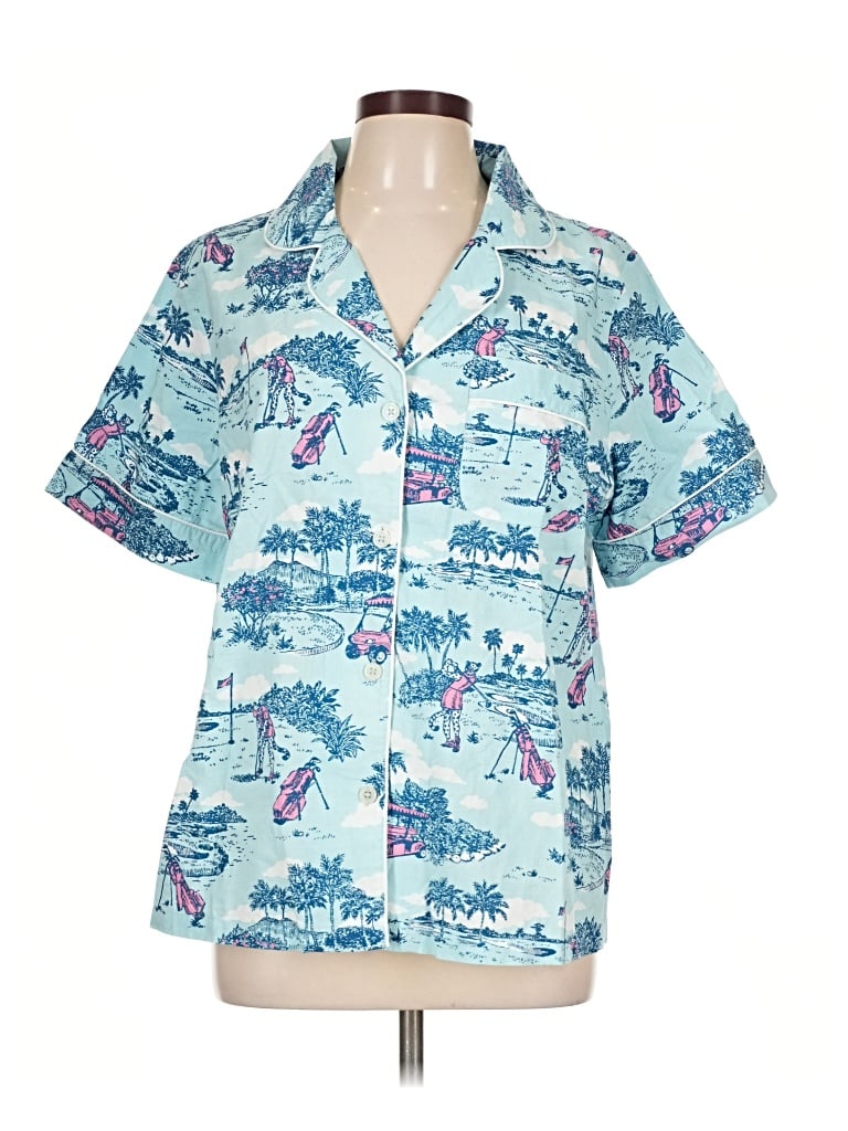 Printfresh Short Sleeve Button Down Shirt In Blue