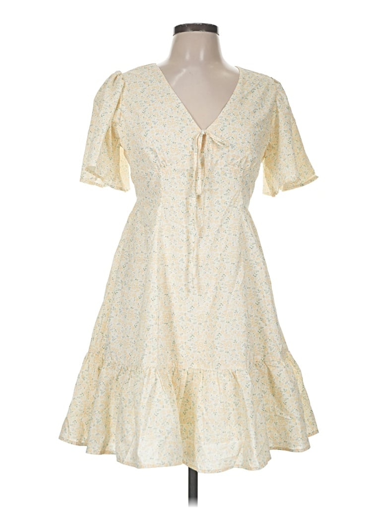 In-loom Casual Dress In Yellow