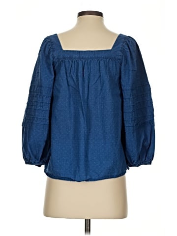 Madewell Denim Square-Neck Pleat-Sleeve Top (view 2)