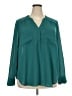 Torrid 100% Polyester Teal Long Sleeve Blouse Size 2X Plus (2) - photo 1