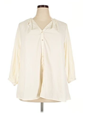 Roaman's 3/4 Sleeve Button-Down Shirt (view 1)