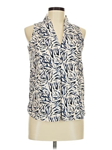 Ecru Sleeveless Silk Top (view 1)