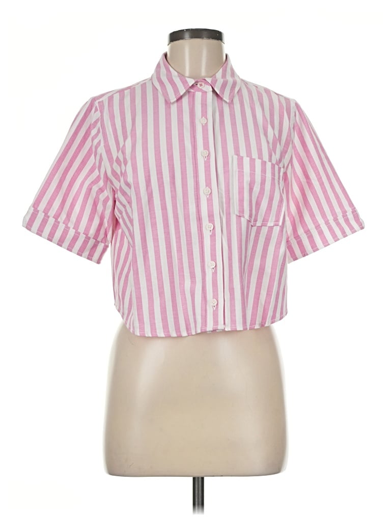 Pre-owned Maeve Short Sleeve Button Down Shirt In Pink