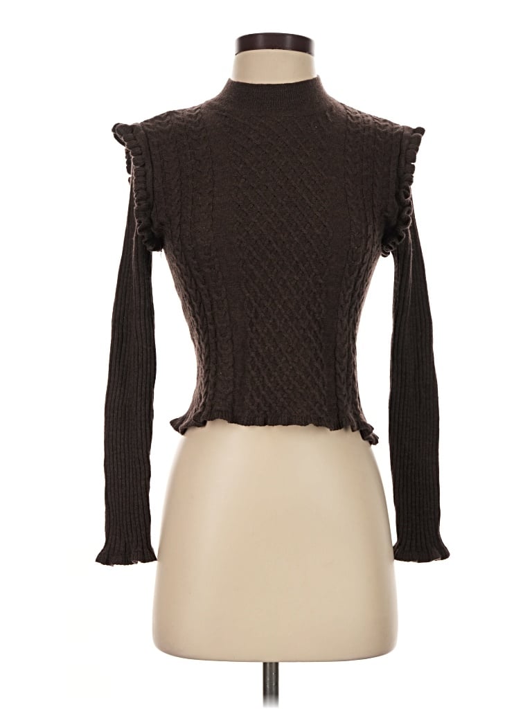 Pre-owned Something Navy Turtleneck Sweater In Brown