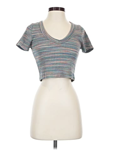 Madewell Ribbed V-Neck Crop Tee in Space-Dye (view 1)