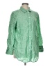 Talbots 100% Linen Stripes Green Long Sleeve Button-Down Shirt Size L - photo 1