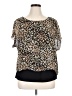 Cato 100% Polyester Animal Print Brown Short Sleeve Blouse Size XL - photo 1