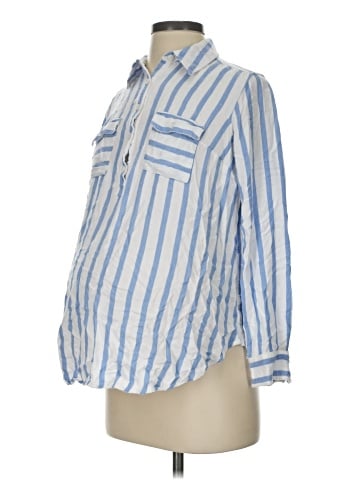 Isabel Maternity Long Sleeve Button-Down Shirt (view 1)