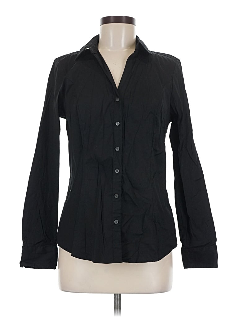 Pre-owned Express Long Sleeve Button Down Shirt In Black