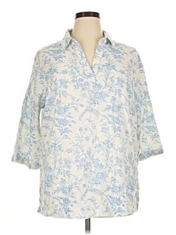 Laura Ashley 3/4 Sleeve Button-Down Shirt (view 1)
