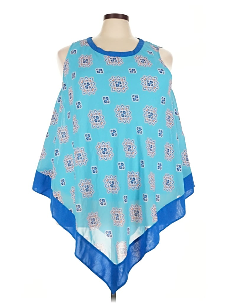 Pre-owned Jessica London Sleeveless Blouse In Blue