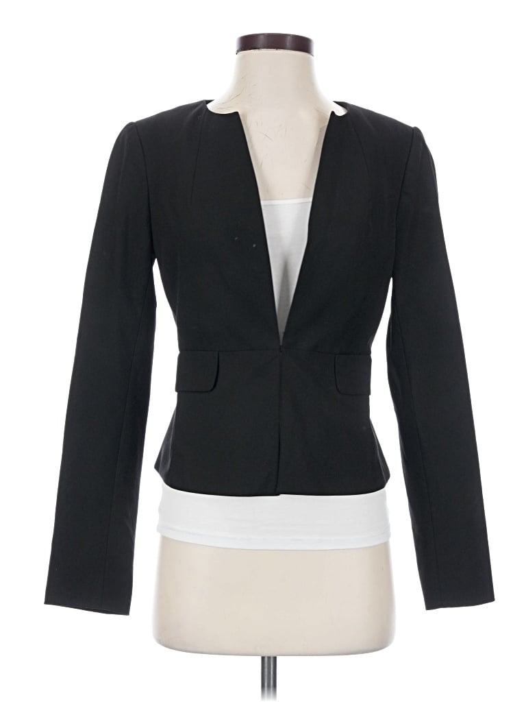 Pre-owned The Limited Black Collection 3/4 Sleeve Top Black Plunge Neckline Tops