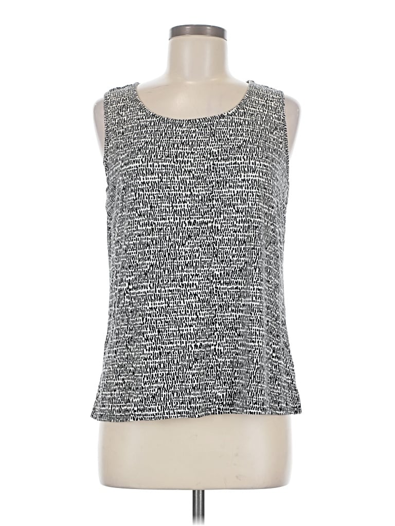 Pre-owned Laura Ashley Sleeveless Top Gray Scoop Neck Tops
