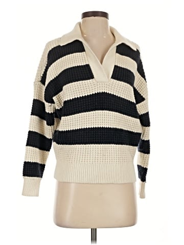 Madewell Waffle-Knit Henley Sweater in Stripe (view 1)