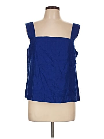 Madewell Curved-Neck Shell Tank in 100% Linen (view 1)