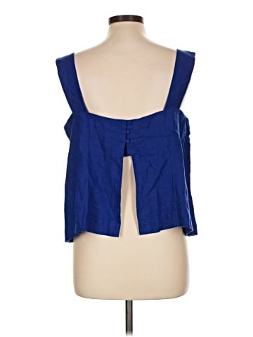 Madewell Curved-Neck Shell Tank in 100% Linen (view 2)