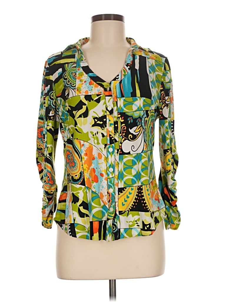 Pre-owned Peter Nygard 3/4 Sleeve Blouse In Green