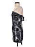 TCEC 100% Polyester Metallic Silver Blue Cocktail Dress Size S - photo 5