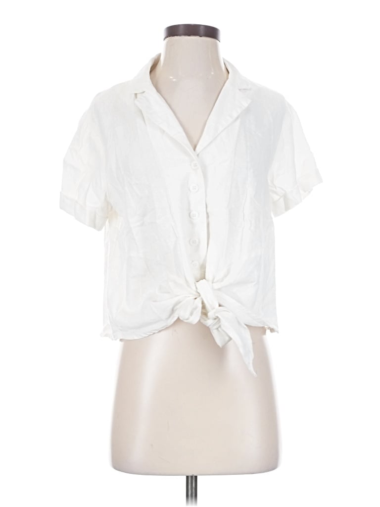 Pre-owned Modcloth Short Sleeve Blouse In White