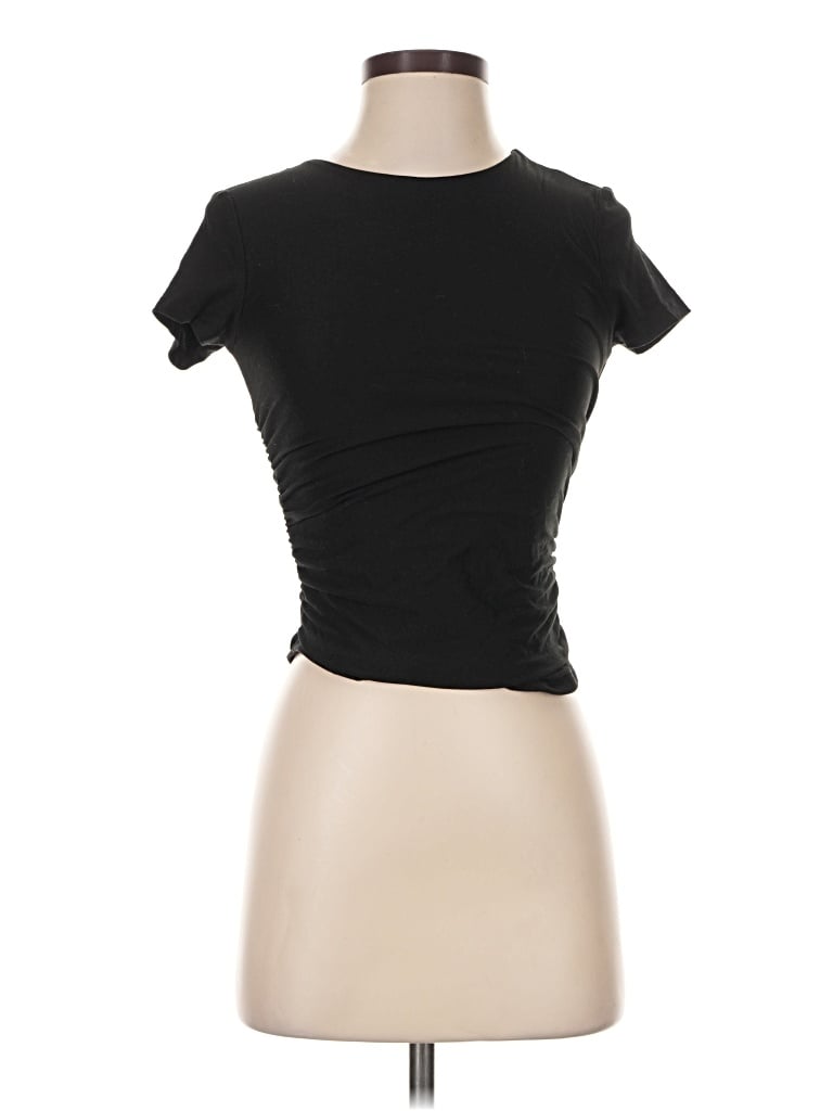 Pink Republic Short Sleeve Top Black Keyhole Neckline Tops