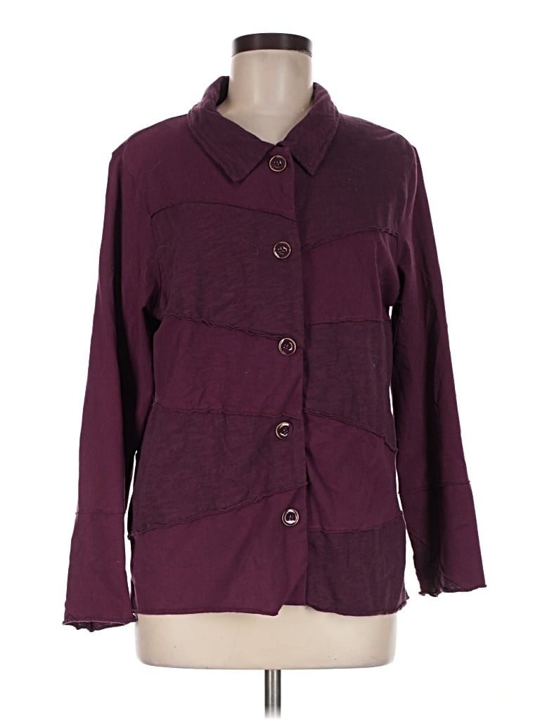 Pre-owned Habitat 3/4 Sleeve Button Down Shirt In Burgundy