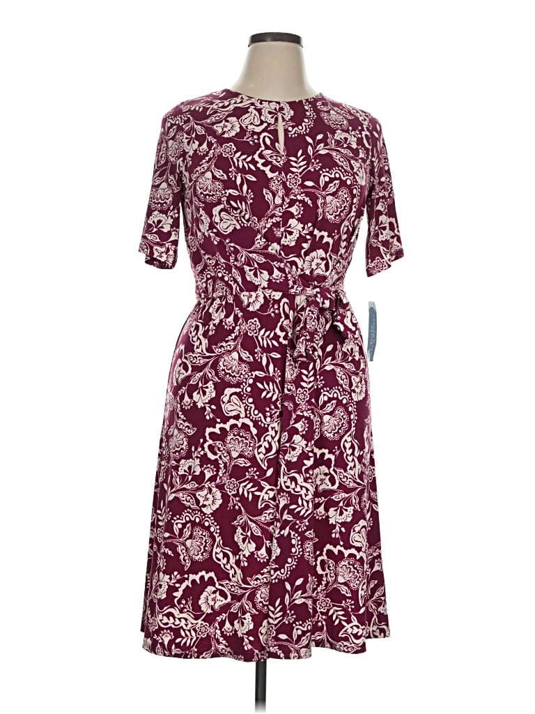 Pre-owned London Times Casual Dress In Burgundy