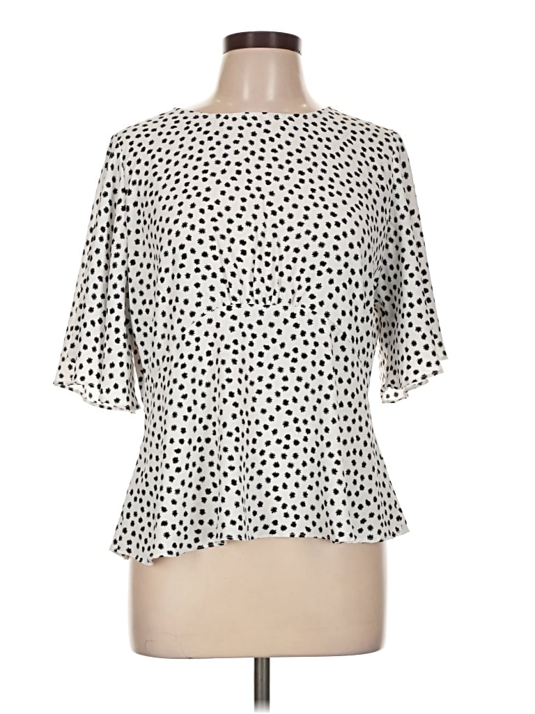 Pre-owned Hazel Short Sleeve Blouse In Ivory