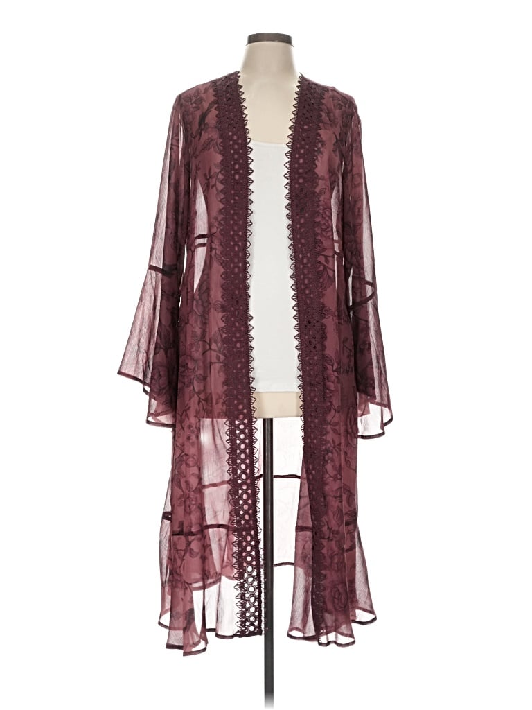 Pre-owned Torrid Kimono In Burgundy