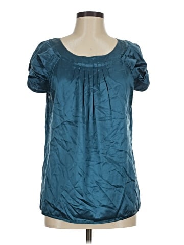 BCBGMAXAZRIA Short Sleeve Silk Top (view 1)
