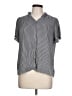 T Tahari 100% Polyester Stripes Gray Short Sleeve Blouse Size L - photo 1
