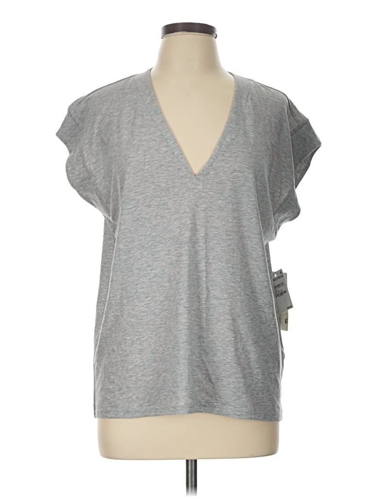 Frame Short Sleeve Top Gray V-neck Tops